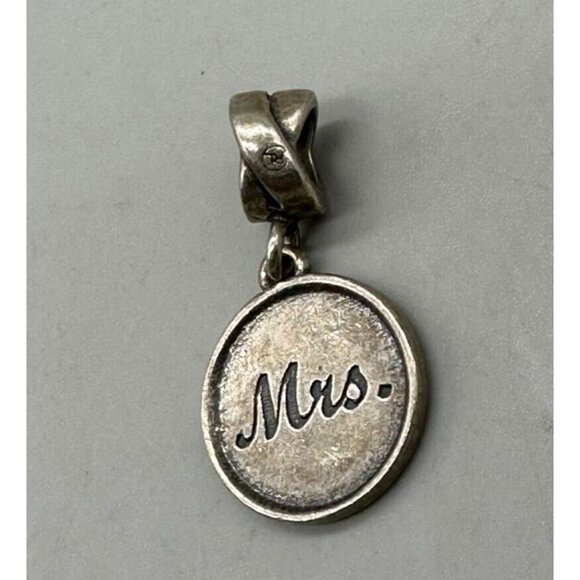 "Mrs" Bridal Charm 925 Sterling Silver Dangle Wedding Gift 1 in - Picture 5 of 10